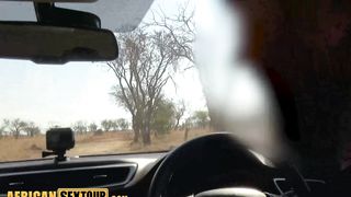 African teen giving blowjob in the car before she enjoyed deep anal sex