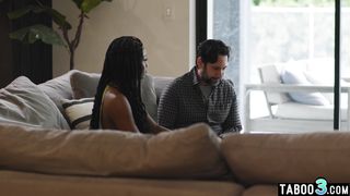 Angry dude taboo fucking a hot ebony MILFs Nicole Kitt hairy black pussy