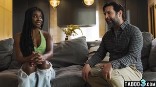 Angry dude taboo fucking a hot ebony MILFs Nicole Kitt hairy black pussy