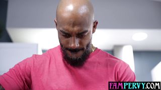 Ebony teen Brianna Moore gets stepdads big black cock on Valentines day