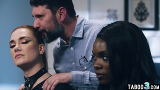 Obedient MILF wife Siri Dahl and her ebony BFF serving perverted husband