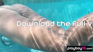 Naked ebony MILF Ana Foxxx fingering her hairy black pussy under the water
