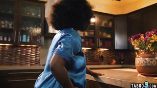 Big boobed pregnant ebony MILF Avery Jane craving for a big white cock