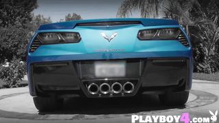 Sweet babes washed blue Corvette Stingray and babes looked so sexy and hot