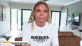 Horny ebony big ass girl Sawadi Jones hardcore fucking after fake casting