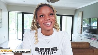 Fun African blonde ebony model does great in this casting video