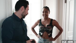 Stepfather fucked his loved big ass ebony teen stepdaughter Destiny Mira