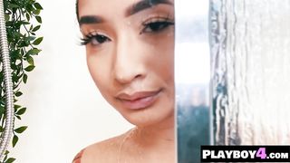 Small tits black babe Avery Black exposing sexy body after hot striptease