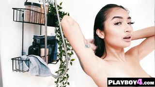 Small tits black babe Avery Black exposing sexy body after hot striptease