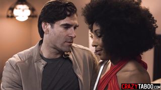 Sexy big ass black MILF having rough sex after guy enjoyed sloppy blowjob