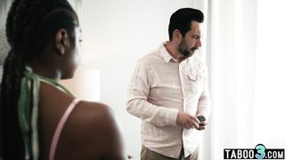Ebony stepdaughter Destiny Mira gives her perv stepfather what he wants