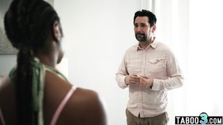 Ebony stepdaughter Destiny Mira gives her perv stepfather what he wants