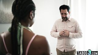 Ebony stepdaughter Destiny Mira gives her perv stepfather what he wants