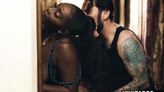 Huge tits curvy ebony MILF realtor railed by horny mature client