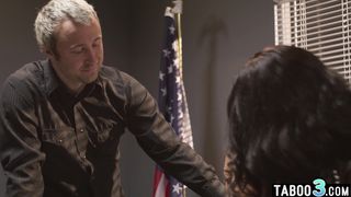 Ebony MILF August Skye and husband confronting with the latina counselor