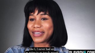 Black MILF Jenna Foxx solo masturbation session with an orgasm