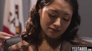 Asian therapist has interracial threesome with her ebony client