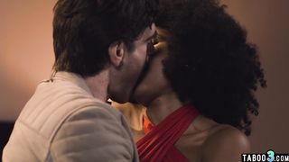 Dude fingering and fucking his ebony MILF mistress Olivia Jay hairy pussy