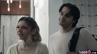 MILF biology teacher tutors horny teen couple about bisexual sex