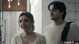 MILF biology teacher tutors horny teen couple about bisexual sex