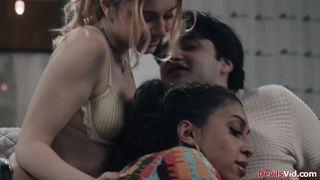 Blonde teen and boyfriend fucking their big tits milf tutor