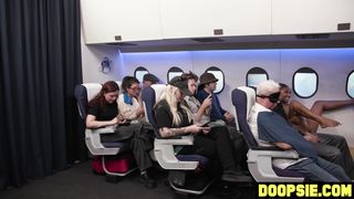 Kinky petite ebony MILF squirts on strangers big dick on a flight
