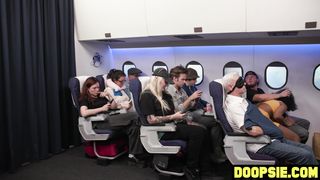 Kinky petite ebony MILF squirts on strangers big dick on a flight