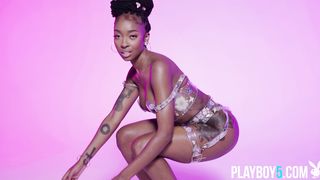 Big booty and tits black teen model SaBrea Phenix with Playboy