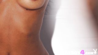 Petite ebony MILF Jahla hot striptease and exposing amazing petite body