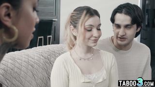 Bisex ebony MILF biology tutor Ravyn Alexa lured into taboo threesome fuck