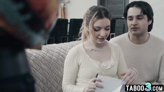 Bisex ebony MILF biology tutor Ravyn Alexa lured into taboo threesome fuck