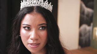 Nervous ebony bride Ameena Green showing her skills to her father in law