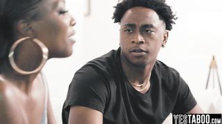 Big boobs ebony stepsis and BBC stepbro seduce their MILF stepmom